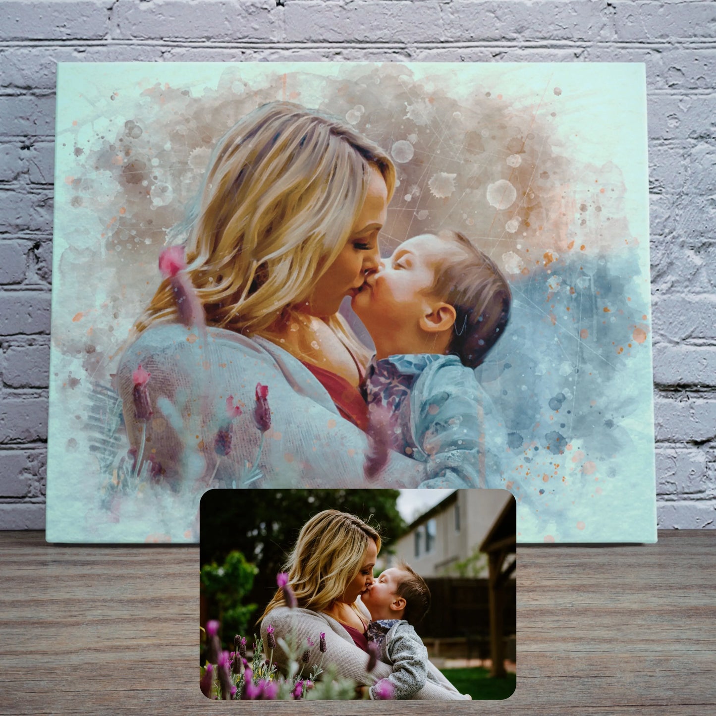 Watercolor Style Art: Custom Portrait From Photo On Canvas