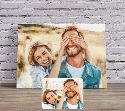 Oil Style Art: Custom Portrait From Photo On Canvas