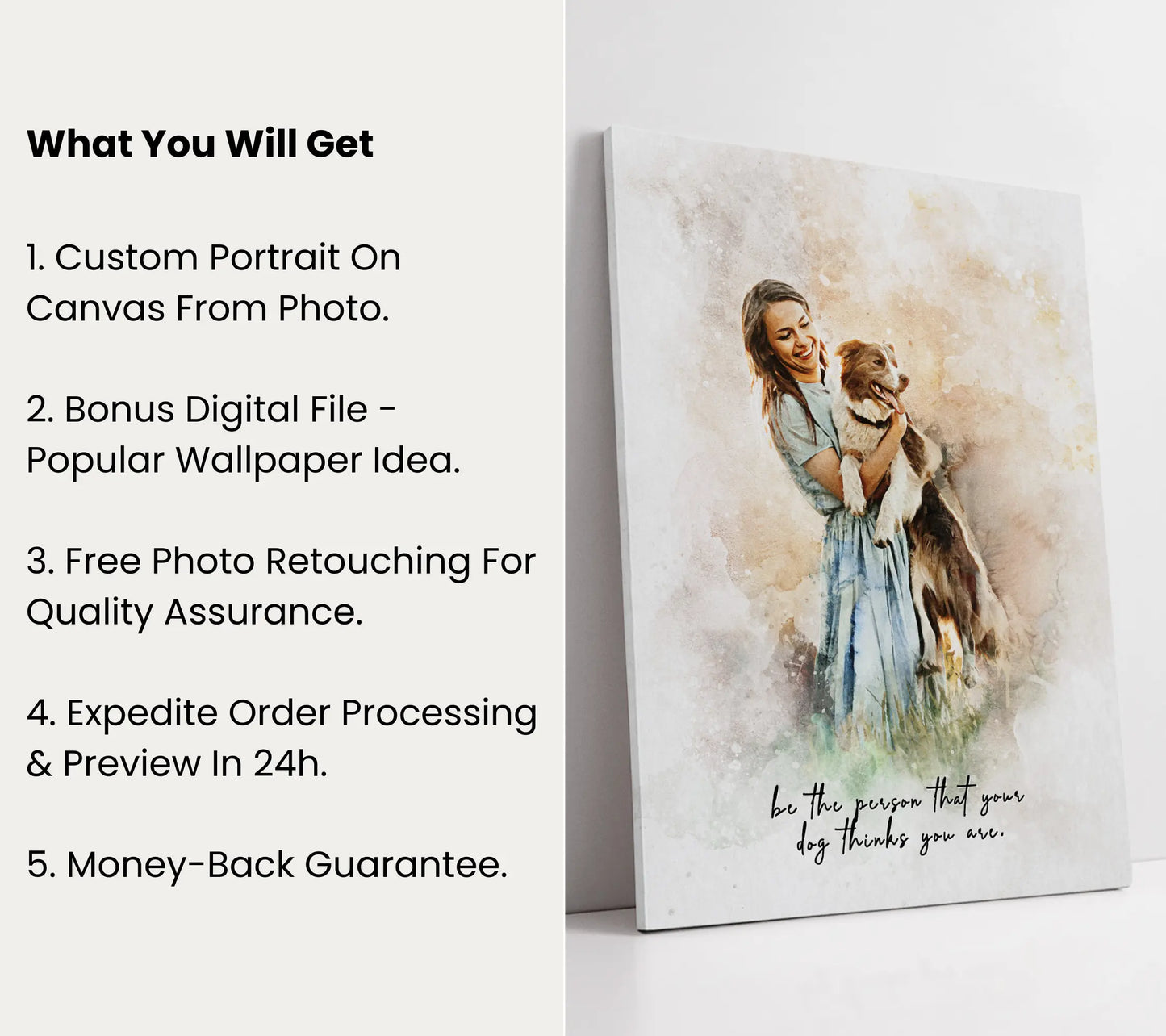 Watercolor Style Art: Custom Portrait From Photo On Canvas